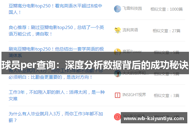 球员per查询：深度分析数据背后的成功秘诀